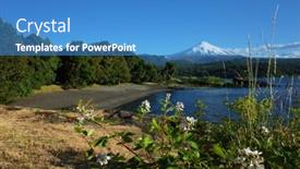  Presentation with dark blue green - Amazing presentation theme having nature-of-chile-beautiful-landscape backdrop and a teal colored foreground