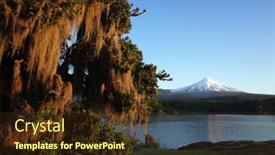  Presentation with light hanging - Colorful slide deck enhanced with nature-of-chile-pucon-spanish backdrop and a tawny brown colored foreground