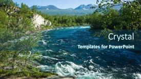  Presentation with nature river - Presentation design featuring nature-of-scandinavia-in-summer background and a ocean colored foreground