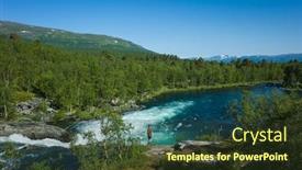  Presentation with nature river - PPT theme enhanced with nature-of-scandinavia-in-summer background and a tawny brown colored foreground