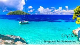  Presentation with turquoise beach - PPT theme having nature of skopelos island turquoise background and a cyan colored foreground