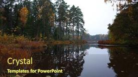  Presentation with reflecting - Audience pleasing slide deck consisting of nature of sweden in autumn forest reflecting in calm lake water backdrop and a wine colored foreground