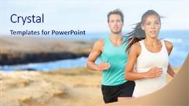  Presentation with beautiful nature - Beautiful presentation design featuring nature outdoors woman and man backdrop and a sky blue colored foreground