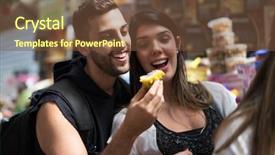  Presentation with market - Amazing PPT layouts having nature people retail marketing - couple tourist in in municipal backdrop and a tawny brown colored foreground