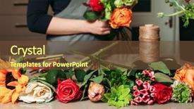  Presentation with roses - PPT layouts with nature people retail marketing - florist with bouquet of roses background and a tawny brown colored foreground
