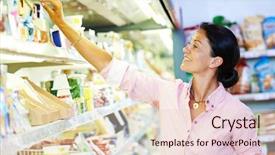  Presentation with supermarket - PPT layouts with nature people retail marketing - shopping in supermarket woman choosing background and a lemonade colored foreground