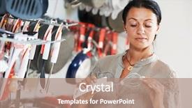  Presentation with shopping cart or supermarket trolley - Presentation theme having nature people retail marketing - shopping in supermarket woman choosing background and a coral colored foreground