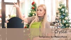  Presentation with flower woman - PPT layouts with nature people retail marketing - young woman holding signboard background and a  colored foreground