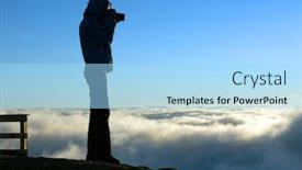  Presentation with shooting - Beautiful presentation design featuring nature photographer shooting in the mountains backdrop and a light blue colored foreground