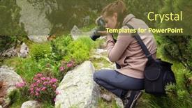  Presentation with shooting - Presentation having nature photographer shooting in the outdoors background and a tawny brown colored foreground
