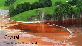  Presentation with copper mine - Colorful presentation design enhanced with nature pollution of a copper backdrop and a coral colored foreground