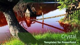  Presentation with copper mine - Presentation featuring nature pollution of a copper mine exploitation background and a tawny brown colored foreground