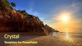  Presentation with tropical beach sunset - Slides consisting of nature scenes - beautiful sunset at tropical beach background and a tawny brown colored foreground