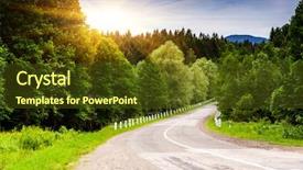  Presentation with asphalt road - Theme enhanced with nature scenes - empty asphalt road with cloudy background and a tawny brown colored foreground