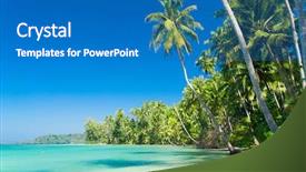  Presentation with palm - Cool new slides with nature scenes - palm panorama green getaway backdrop and a teal colored foreground