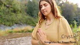  Presentation with spirituality - Audience pleasing theme consisting of nature-spirituality-and-supernatural-concept backdrop and a coral colored foreground