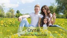  Presentation with family day - Beautiful presentation theme featuring nature summer - portrait of happy family sitting backdrop and a yellow colored foreground