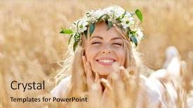  Presentation with summer flowers - Colorful presentation design enhanced with nature summer holidays vacation backdrop and a coral colored foreground