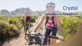  Presentation with bike - Beautiful PPT theme featuring couple on a bike ride backdrop and a sky blue colored foreground