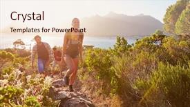  Presentation with coastal - Amazing slide set having friends walking along coastal backdrop and a lemonade colored foreground