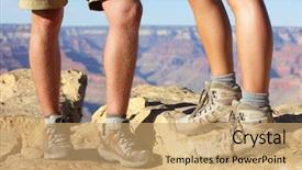  Presentation with grand canyon - Presentation theme consisting of hiking shoes on hikers background and a coral colored foreground