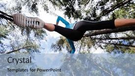  Presentation with active lifestyle - Slide set featuring nature trail - low angle view of runner background and a light blue colored foreground