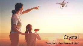  Presentation with drone - Slides having video nature - little girl and her mother background and a red colored foreground