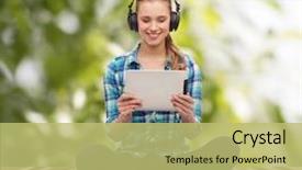  Presentation with casual young people - Amazing PPT theme having new brown video - technology internet and people concept backdrop and a yellow colored foreground