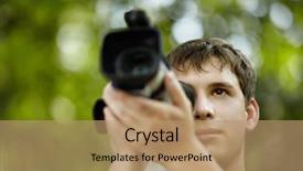  Presentation with videographer - Colorful presentation theme enhanced with camcorder - young videographer backdrop and a coral colored foreground