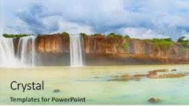  Presentation with vietnam - Cool new PPT theme with nature waterfalls - beautiful dray nur waterfall backdrop and a soft green colored foreground