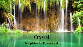  Presentation with forest - Audience pleasing PPT theme consisting of nature waterfalls - beautiful waterfall in the forest backdrop and a ocean colored foreground