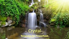  Presentation with waterfall - Theme with nature waterfalls - beautiful waterfall background and a tawny brown colored foreground
