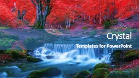  Presentation with waterfall - Amazing slide set having nature waterfalls - beauty waterfall in autumn forest backdrop and a teal colored foreground