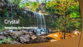  Presentation with range land animal - Cool new PPT theme with nature waterfalls - high dynamic range hdr image backdrop and a tawny brown colored foreground