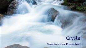  Presentation with mountain stream - Colorful presentation design enhanced with nature waterfalls - run of mountain stream water backdrop and a sky blue colored foreground