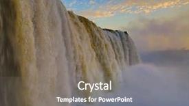  Presentation with sun rising over north america - Cool new presentation design with nature waterfalls - sunset over famous iguazu falls backdrop and a gray colored foreground