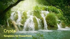  Presentation with deep - Colorful slides enhanced with nature waterfalls - waterfall in deep forest backdrop and a tawny brown colored foreground
