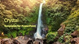  Presentation with jungle - Presentation design having nature waterfalls - waterfall in indonesian jungle background and a tawny brown colored foreground