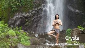  Presentation with waterfall woman - PPT theme featuring nature waterfalls - young beautiful caucasian woman doing background and a tawny brown colored foreground