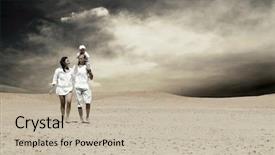  Presentation with family day - PPT theme with beautiful nature wind - family fun in desert background and a  colored foreground