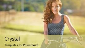  Presentation with road bike - PPT layouts with countries free - sexy woman with vintage bike background and a yellow colored foreground