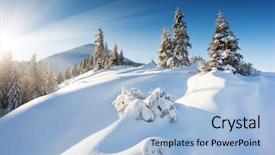  Presentation with mountains - Colorful theme enhanced with nature winter - frosty and sunny day is backdrop and a light blue colored foreground