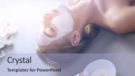  Presentation with face mask - Colorful slide deck enhanced with natures sensual therapy - face mask beautiful young girl backdrop and a  colored foreground