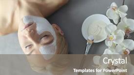  Presentation with face mask - Presentation design with natures sensual therapy - face mask beautiful young girl background and a  colored foreground