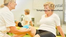  Presentation with knee pain - Slide set consisting of naturopath-attaches-kinesio-tape background and a soft green colored foreground