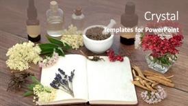  Presentation with ashwagandha - Presentation theme enhanced with naturopathic-herbal-plant-medicine-preparation background and a violet colored foreground