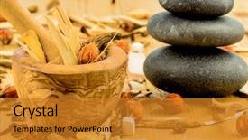  Presentation with traditional chinese medicine - Colorful theme enhanced with naturopathy - ingredients for a tea backdrop and a gold colored foreground