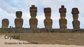  Presentation with ahu - Theme enhanced with nau moai of easter island background and a coral colored foreground