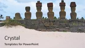  Presentation with ahu - Theme having nau moai of easter island background and a lemonade colored foreground