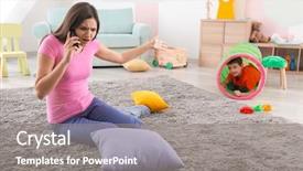  Presentation with nanny - Colorful presentation theme enhanced with child behaviour - playful little boy and annoyed backdrop and a gray colored foreground